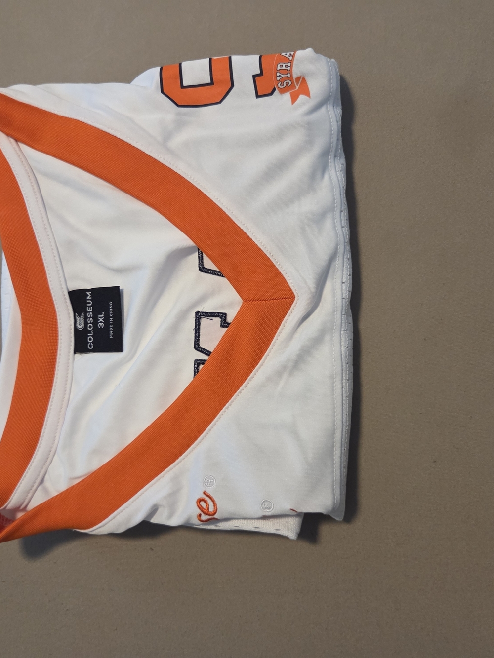 Colosseum White Tee with Bright Orange Trim